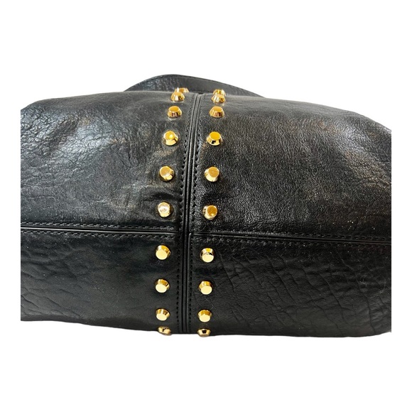 Michael Kors Vintage Black Leather With Gold Studs and Chain Crossbody EVC - Picture 8 of 15